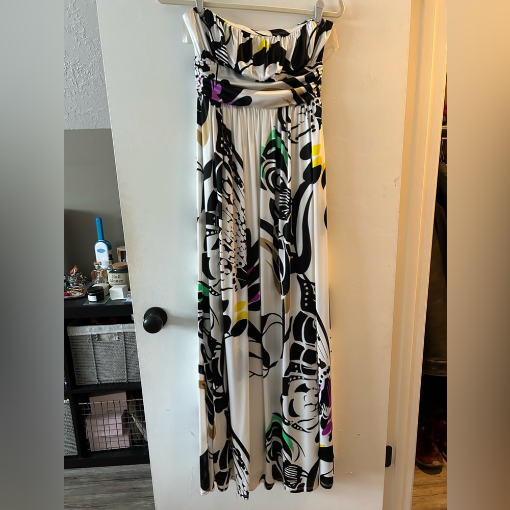 Floral Strapless Maxi Dress, Large